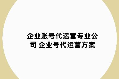 企业账号代运营专业公司 企业号代运营方案